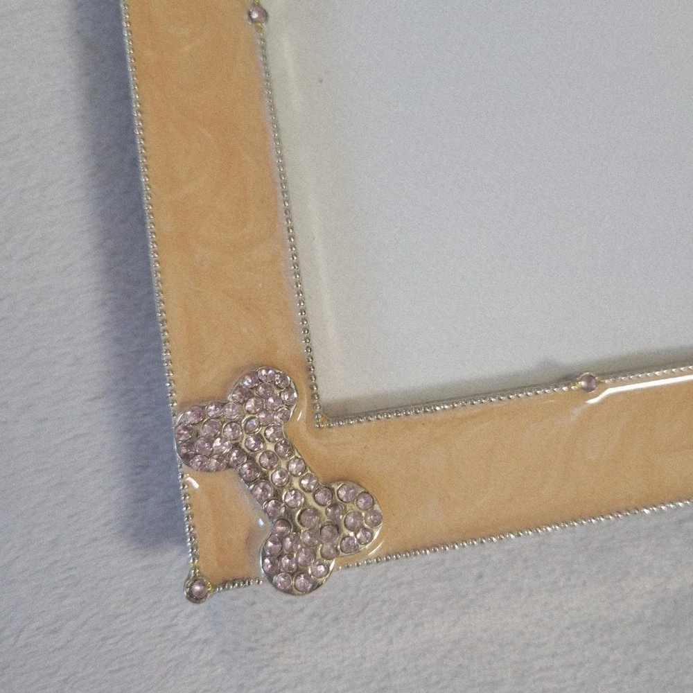 Vintage‎ Enamel Rhinestone Dog Bone Picture Photo Frame 4x6